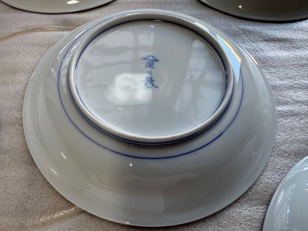【新品未使用・箱付】深川製磁 染付金彩 大皿1＋中皿5枚セット 有田焼 昭和期