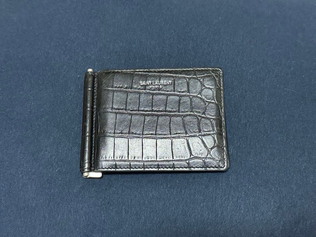 SAINT LAURENT クロコ二つ折り マネークリップ