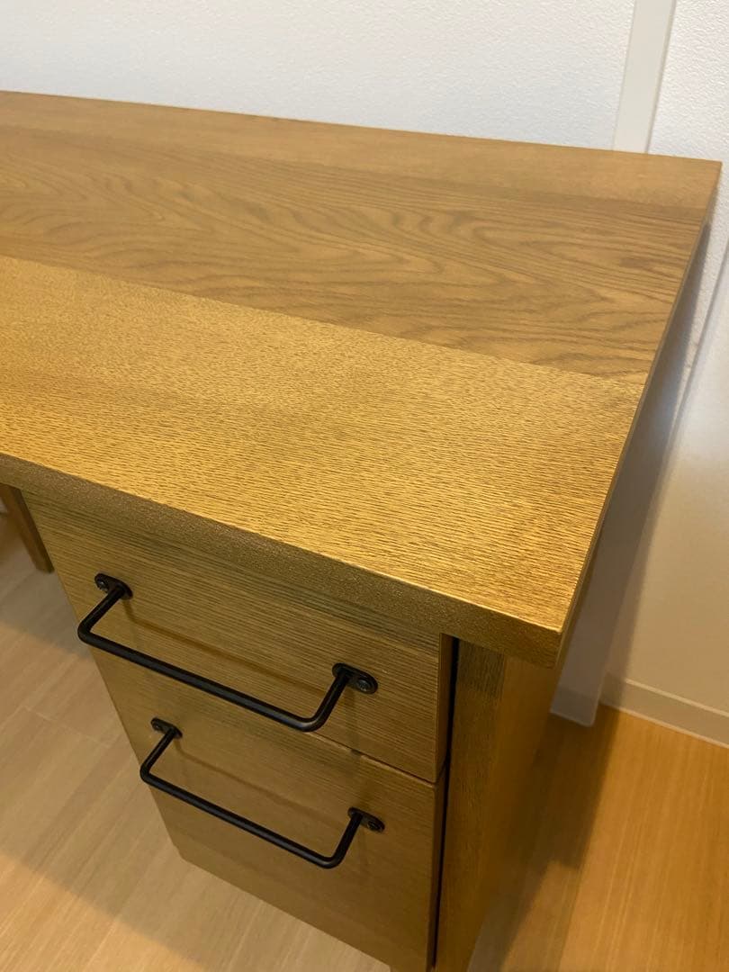 ICHIBA 木製デスク 引き出し付き ナチュラル 美品