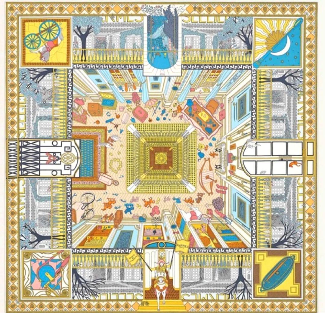 【美品】エルメス HERMES スカーフ カレ90 オブジェ・ドゥ・キュリオジテ