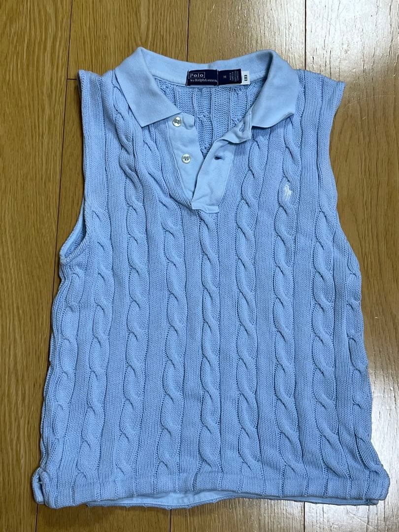 ラルフローレンノースリ ケーブルニット　水色　完売