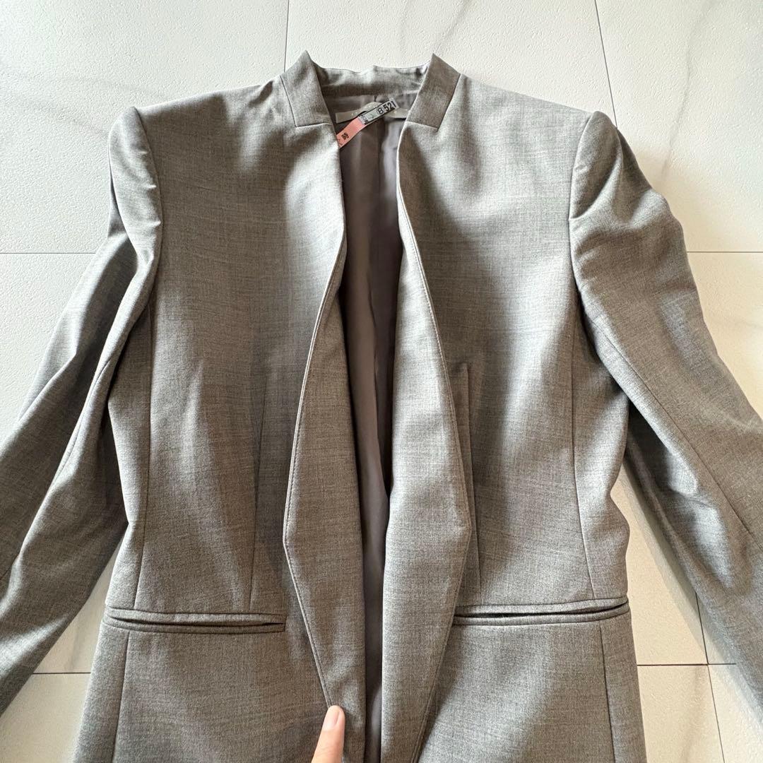 セオリーリュクス　ノーカラースーツ　パンツ　セットアップ　38-40 グレー