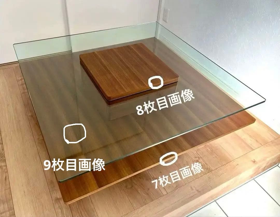 ＊IRORI様用＊【送料込み】100cm正方形モダンローテーブル (木目×ガラス