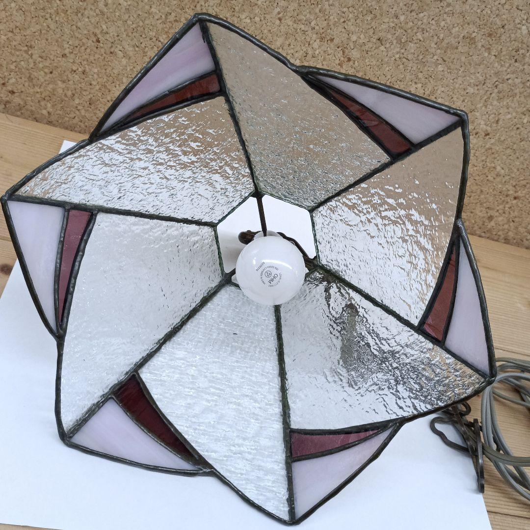 レトロ　ステンドグラス 六角形 ペンダントライト　吊り下げランプ　1灯