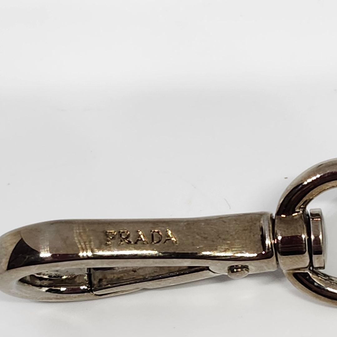 美品 PRADA プラダ キーリング ビジュ FLOWER 花 シルバー 黒