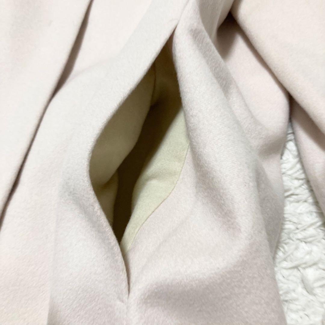 美品♡ 23区 ウールカシミヤビーバー ノーカラー コート ピンクベージュ40