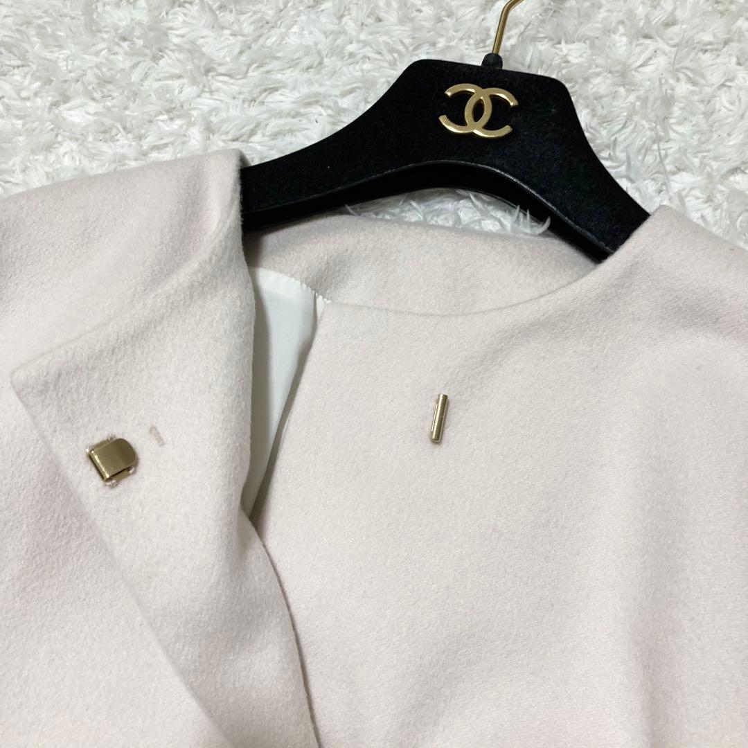 美品♡ 23区 ウールカシミヤビーバー ノーカラー コート ピンクベージュ40