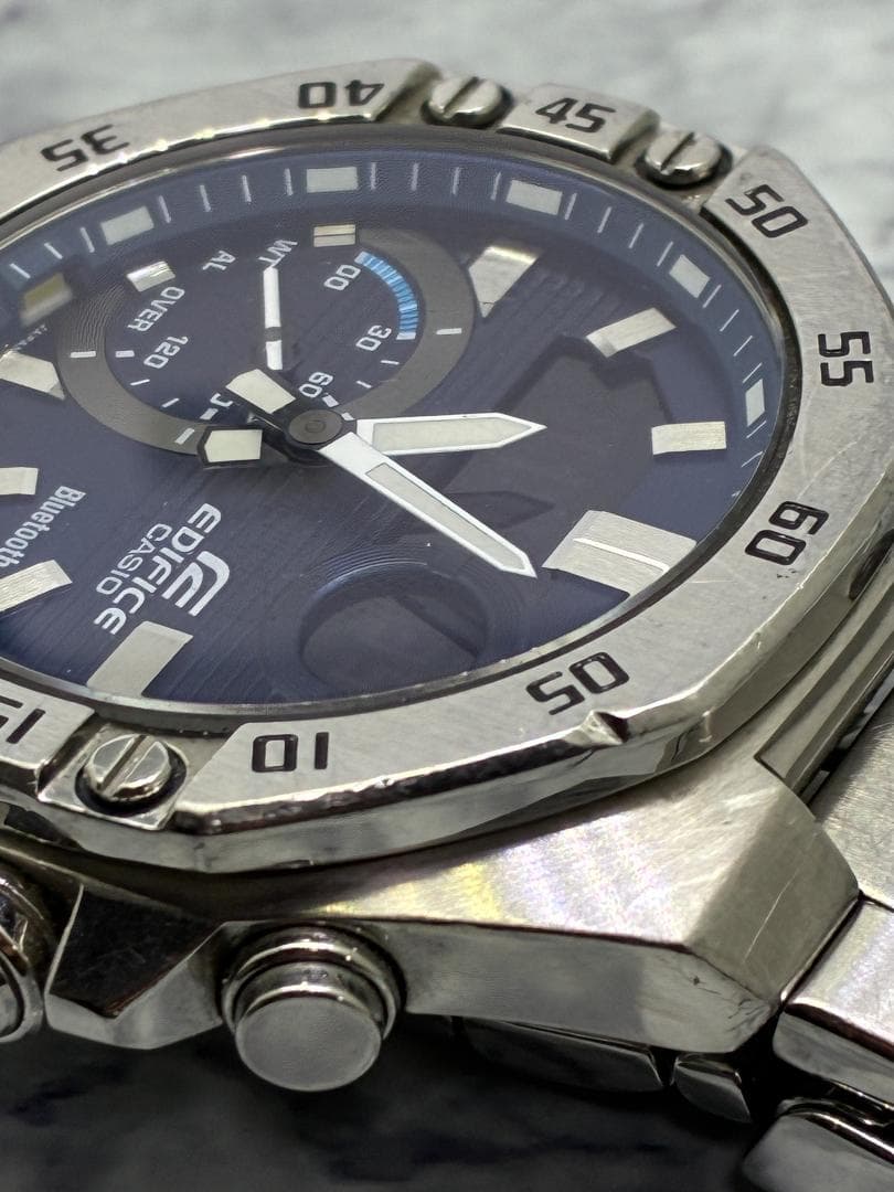 CASIO　EDIFICE　モバイルリンク　アナデジ　ECB-10　ベゼルキズ