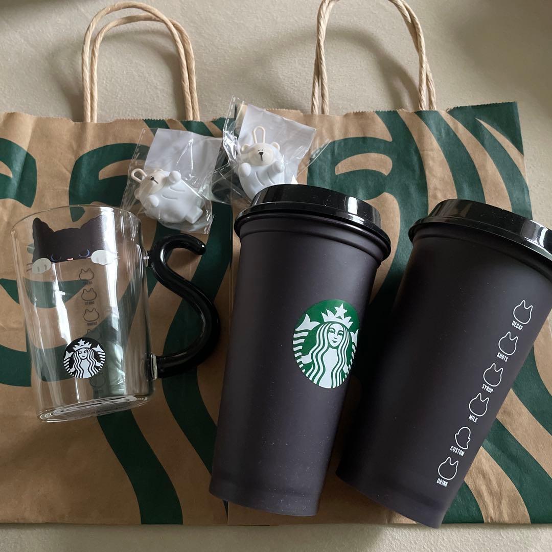 【新品】スタバ　ハロウィン2025 リユーザブルカップ　耐熱グラスマグキャット