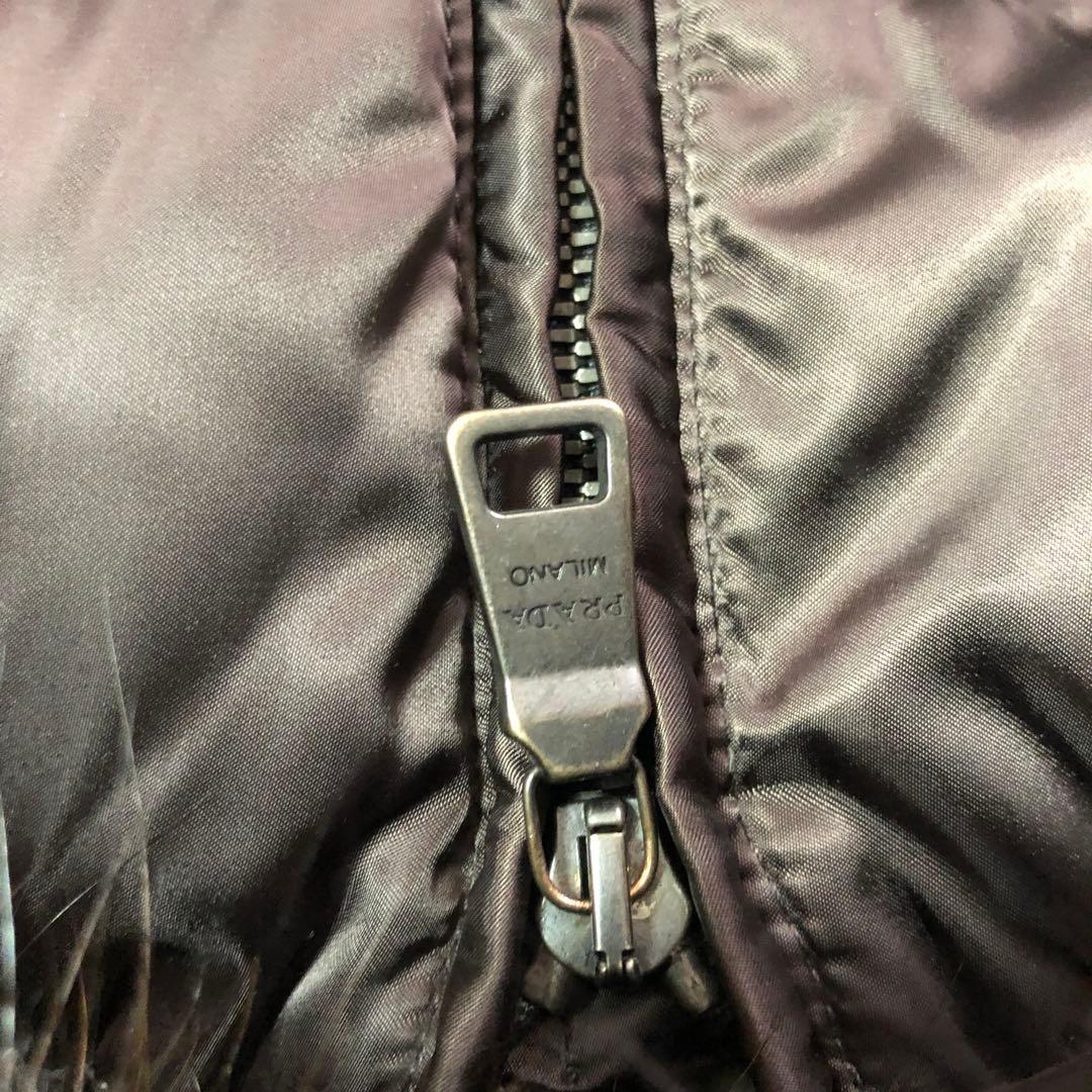 PRADA プラダ ダウンジャケット ファー プレート ブラウン ロング
