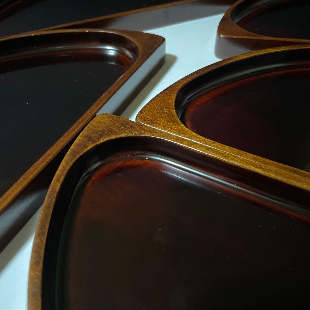 しこく彫　香川の漆器　天然木　うるし塗装　トレイ　八寸皿　10枚セット