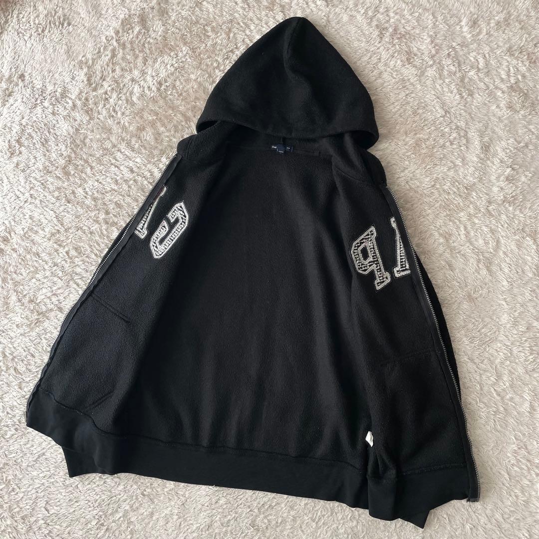 ギャップ 10s フリース ジップアップ パーカー M 黒