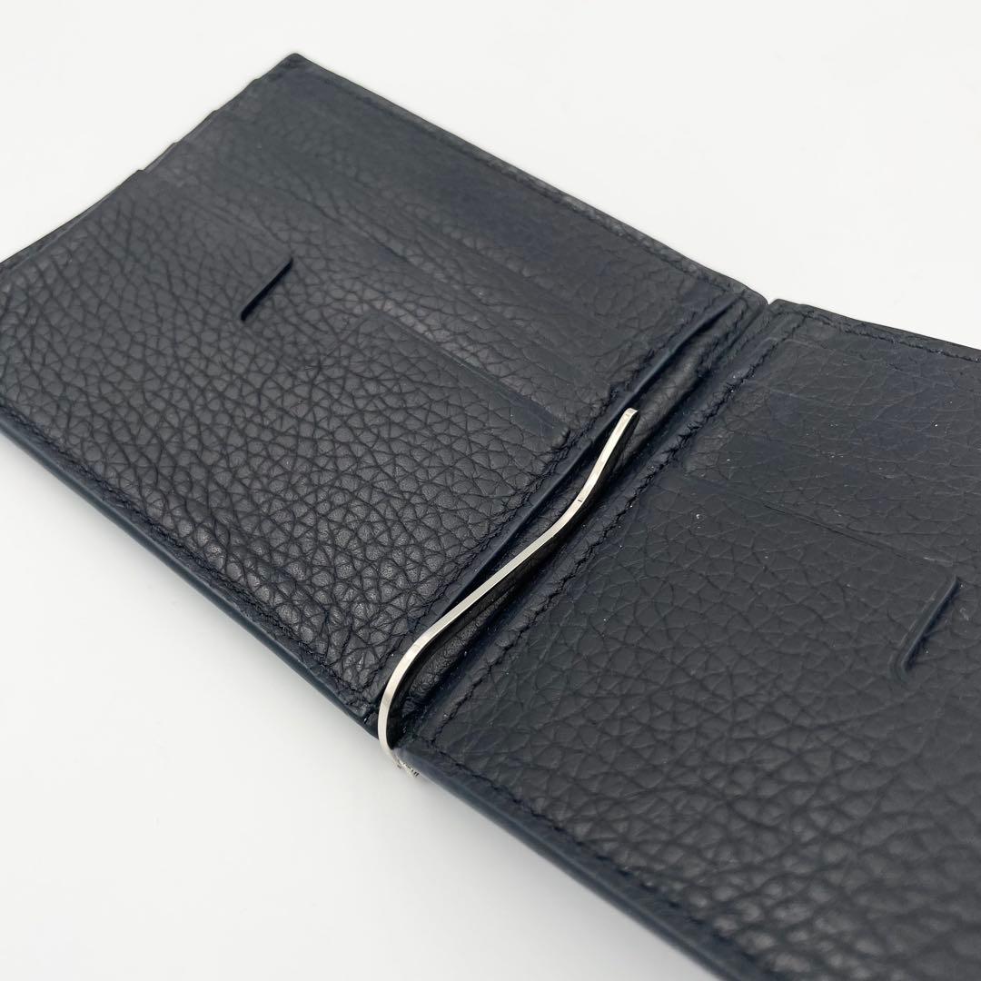 鑑定済・美品★トムフォード　マネークリップ　レザー　ブラック×シルバー