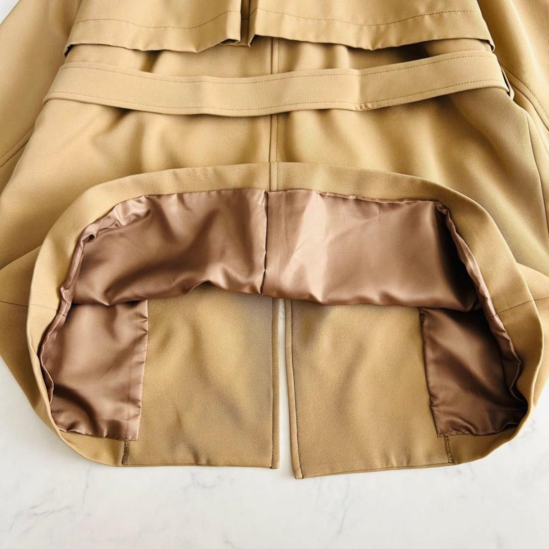 【美品】定価5万円 自由区 Lサイズ ミドル丈 トレンチコート ベルト ベージュ