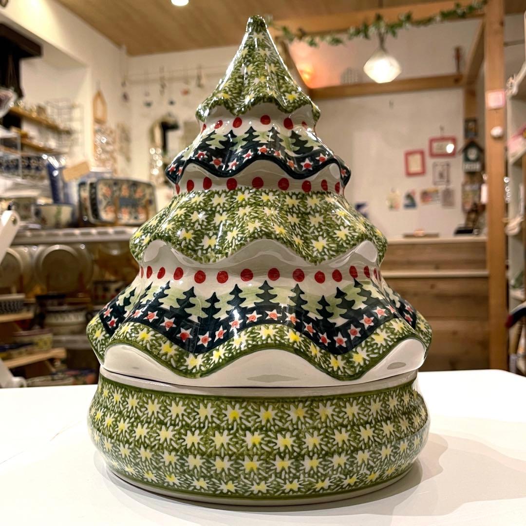 ポーリッシュポタリー＊ツリー型キャンディーボックス　W851-123