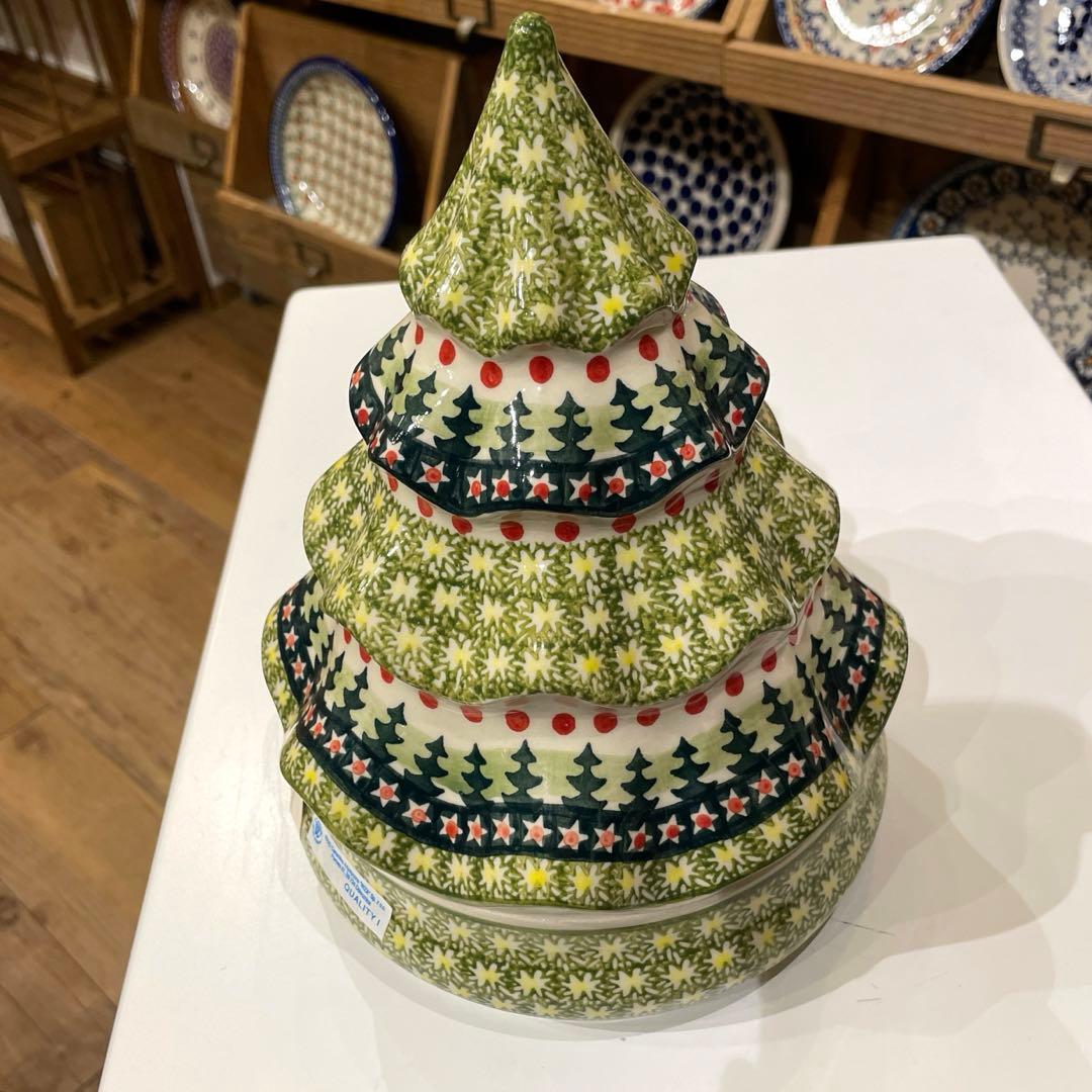 ポーリッシュポタリー＊ツリー型キャンディーボックス　W851-123
