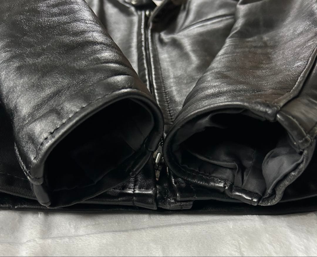【美品】 Schott ブラックレザーシングルライダースジャケット