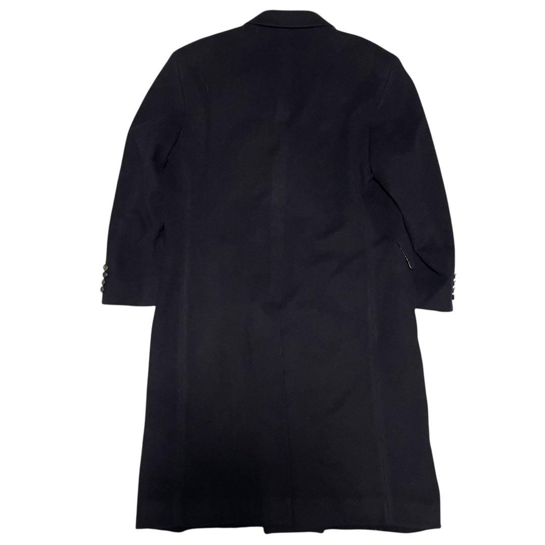 カシミヤ30%【vintage】マキシ丈ダブルチェスターコート 日本製 濃紺 S