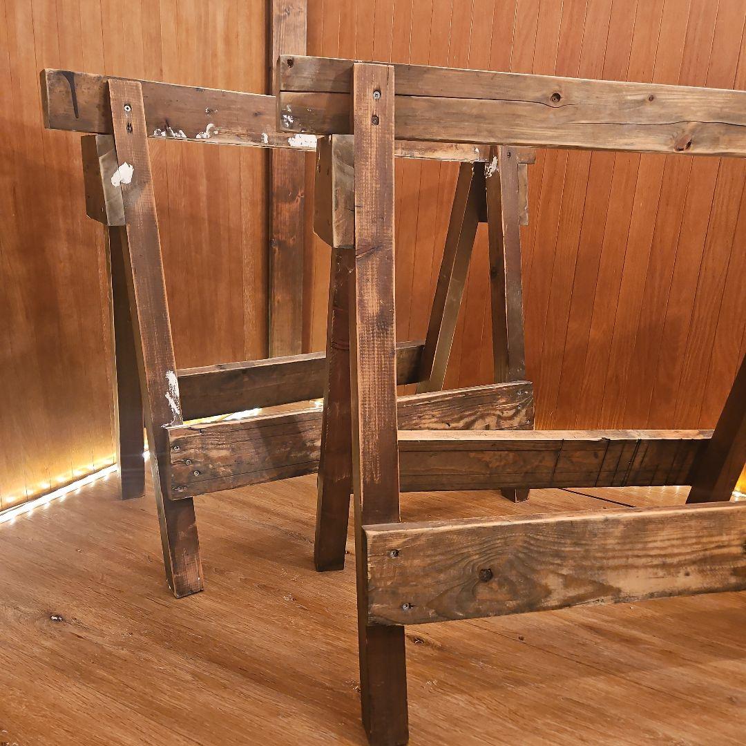 木製ソーホース　A型スタンド　テーブル脚　ヴィンテージ調ハンドメイド　２セット