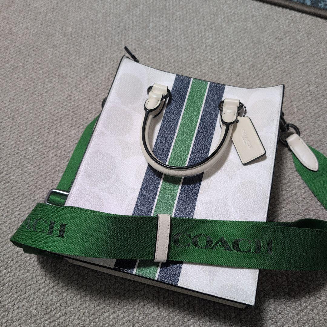 【美品】COACH 2wayディラン トート バッグ・ヴァーシティ ストライプ