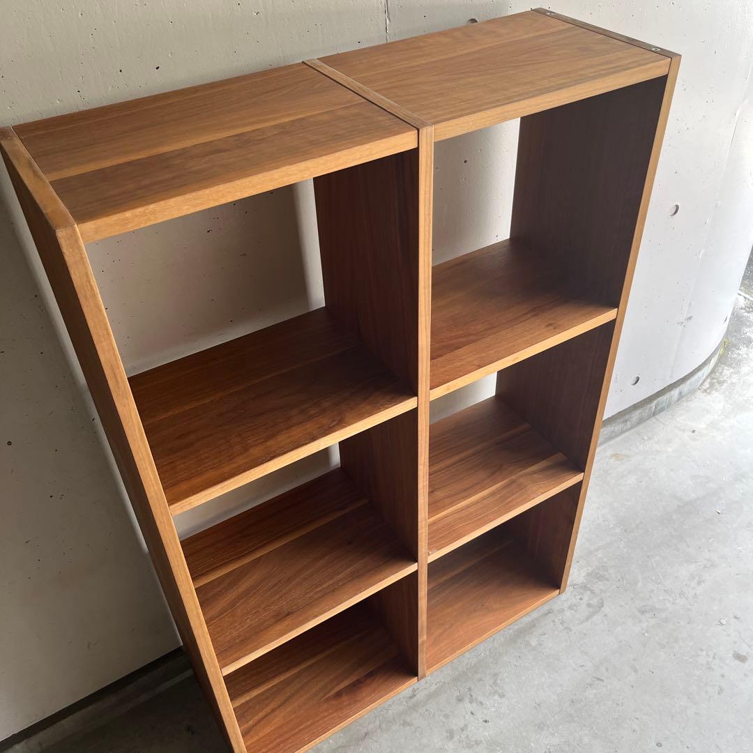 peru★無印スタッキングシェルフ３段×２列・ウォールナット材・チェスト付