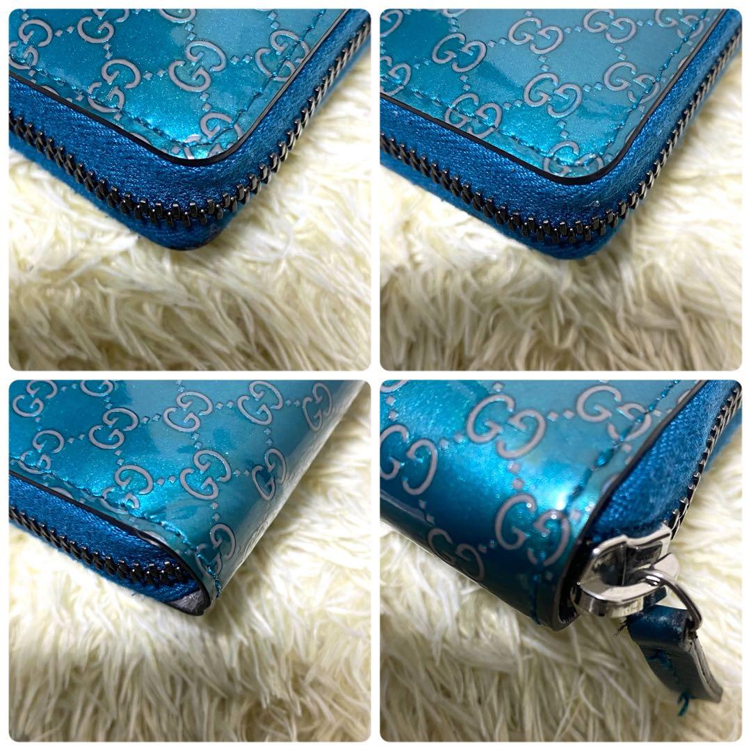 美品✨ GUCCI グッチ マイクロシマ 長財布 ラウンドジップ GG パテント