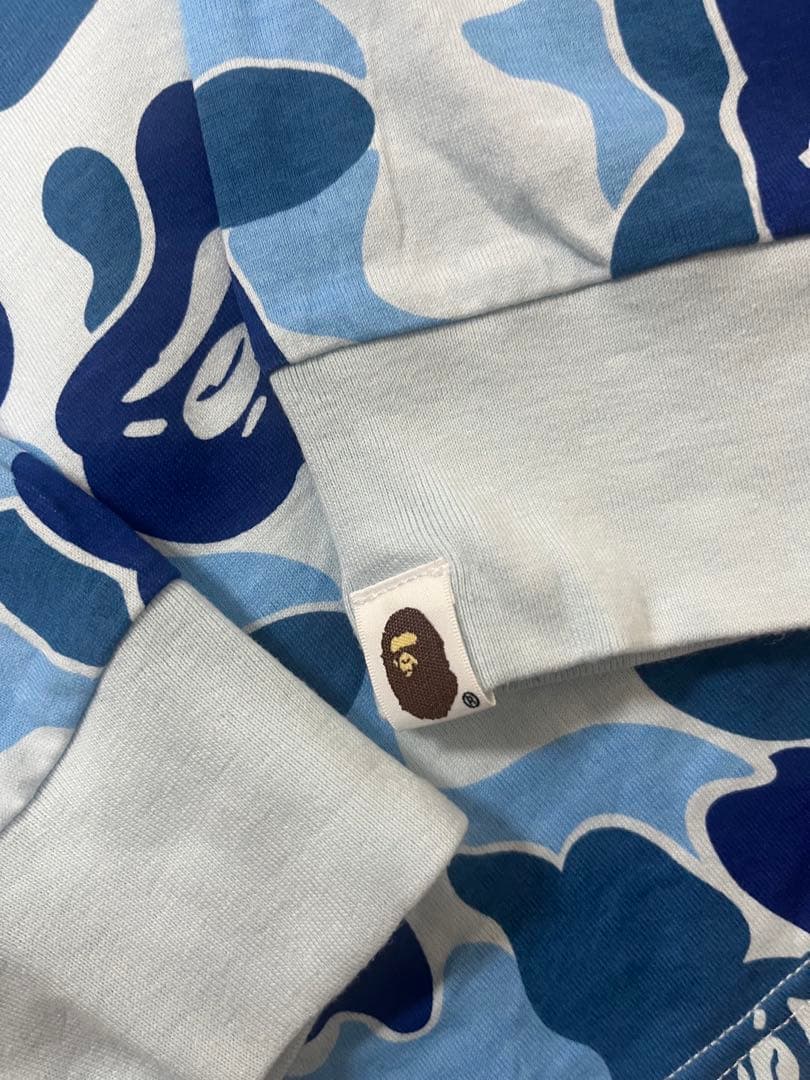 APE ABC CAMO COLLEGE LS TEE カモ　ロンT ブルー