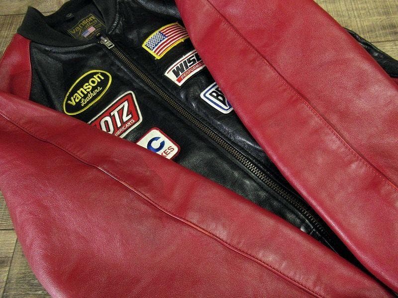 XXL USA製 バンソン TJP ワッペン装飾 レザー レーシング スタジャン