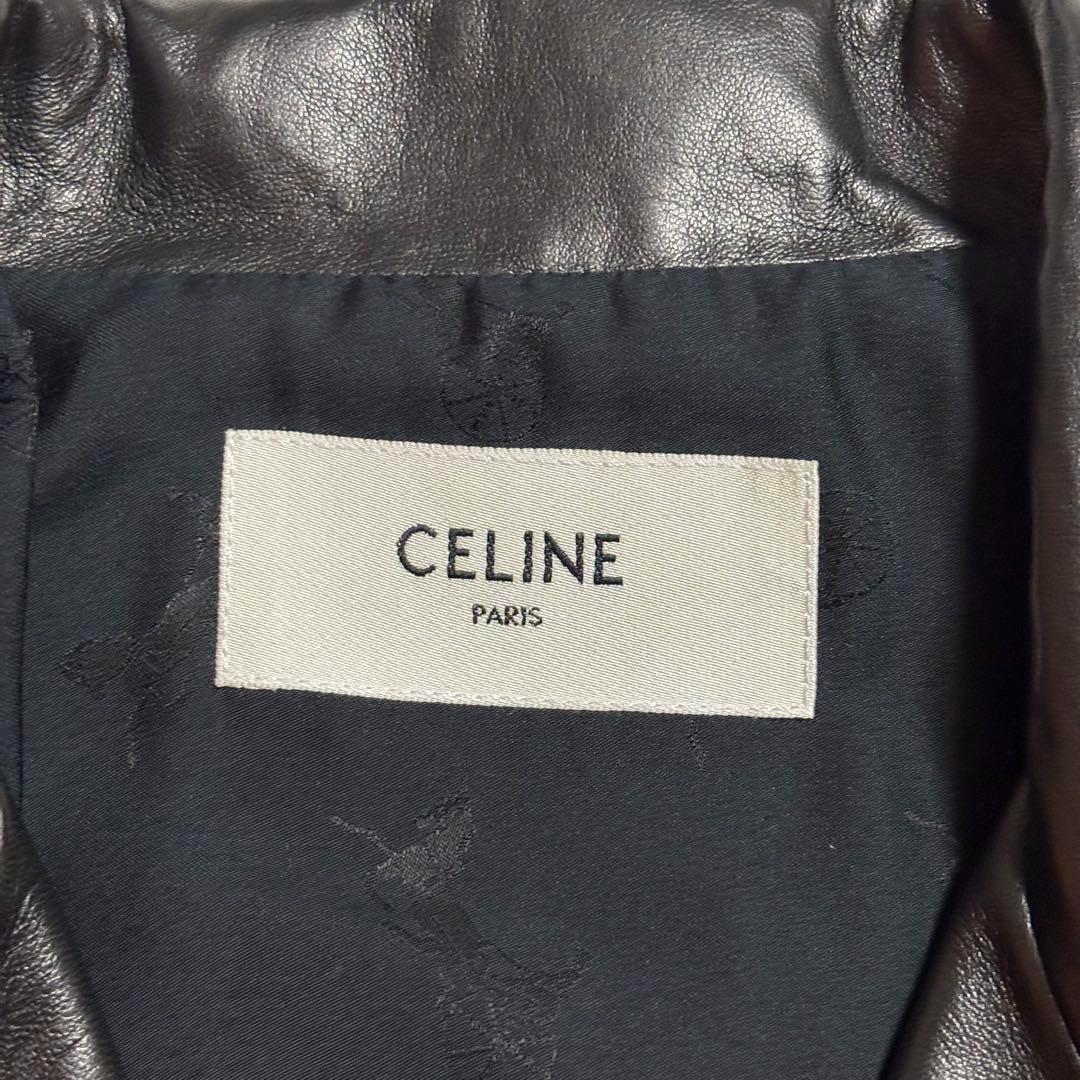 未使用　新品　CELINE 22AW ラムレザーライダース 42 黒　金ボタン