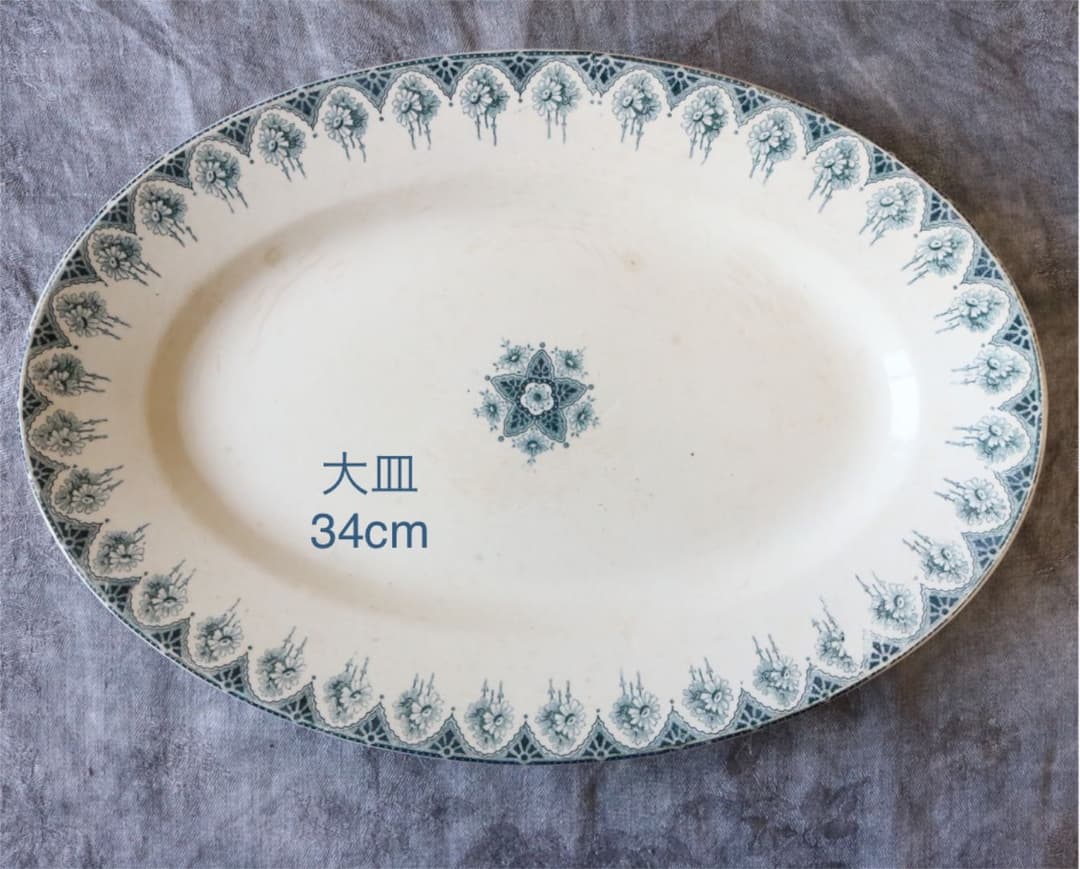 オーバル　プレート　レース　マーガレット　フランス　アンティーク