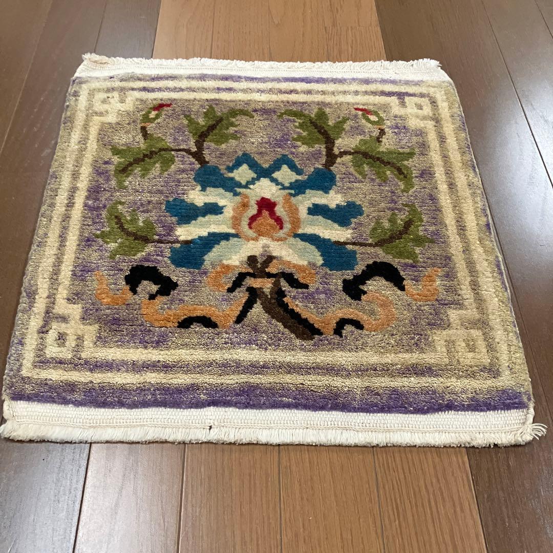 チベットラグ　ビンテージ手織り絨毯 46cmx46cm old rug