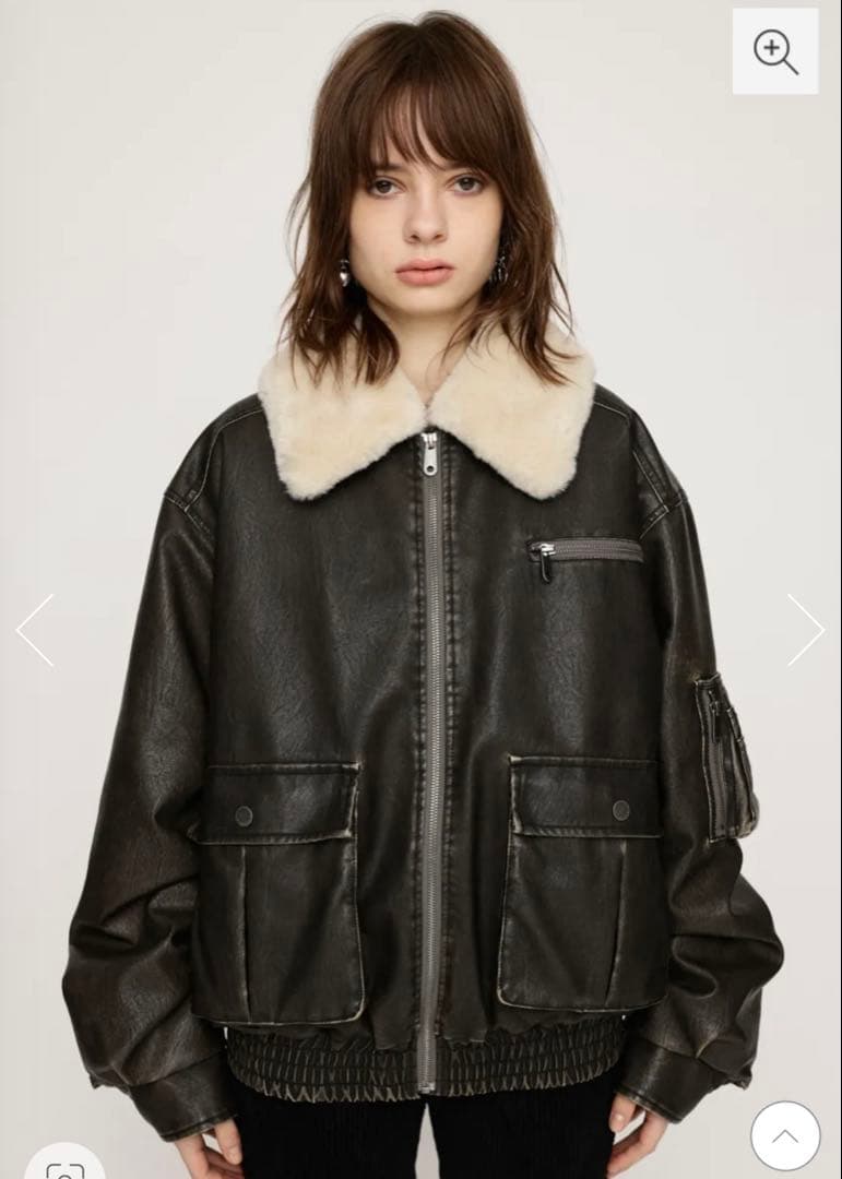 SNSで話題！SLY VINTAGE F/LEATHER S/ブルゾン　ブラック