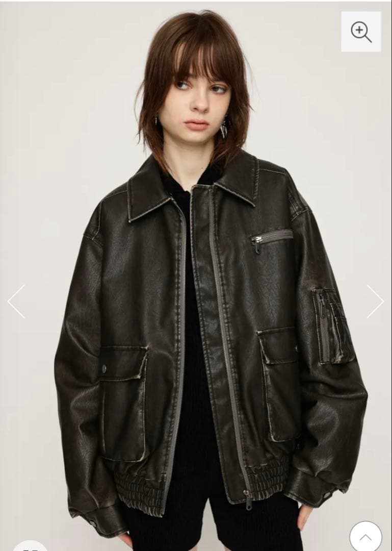 SNSで話題！SLY VINTAGE F/LEATHER S/ブルゾン　ブラック