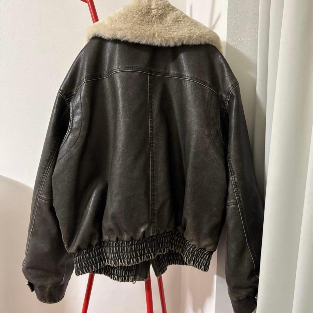 SNSで話題！SLY VINTAGE F/LEATHER S/ブルゾン　ブラック