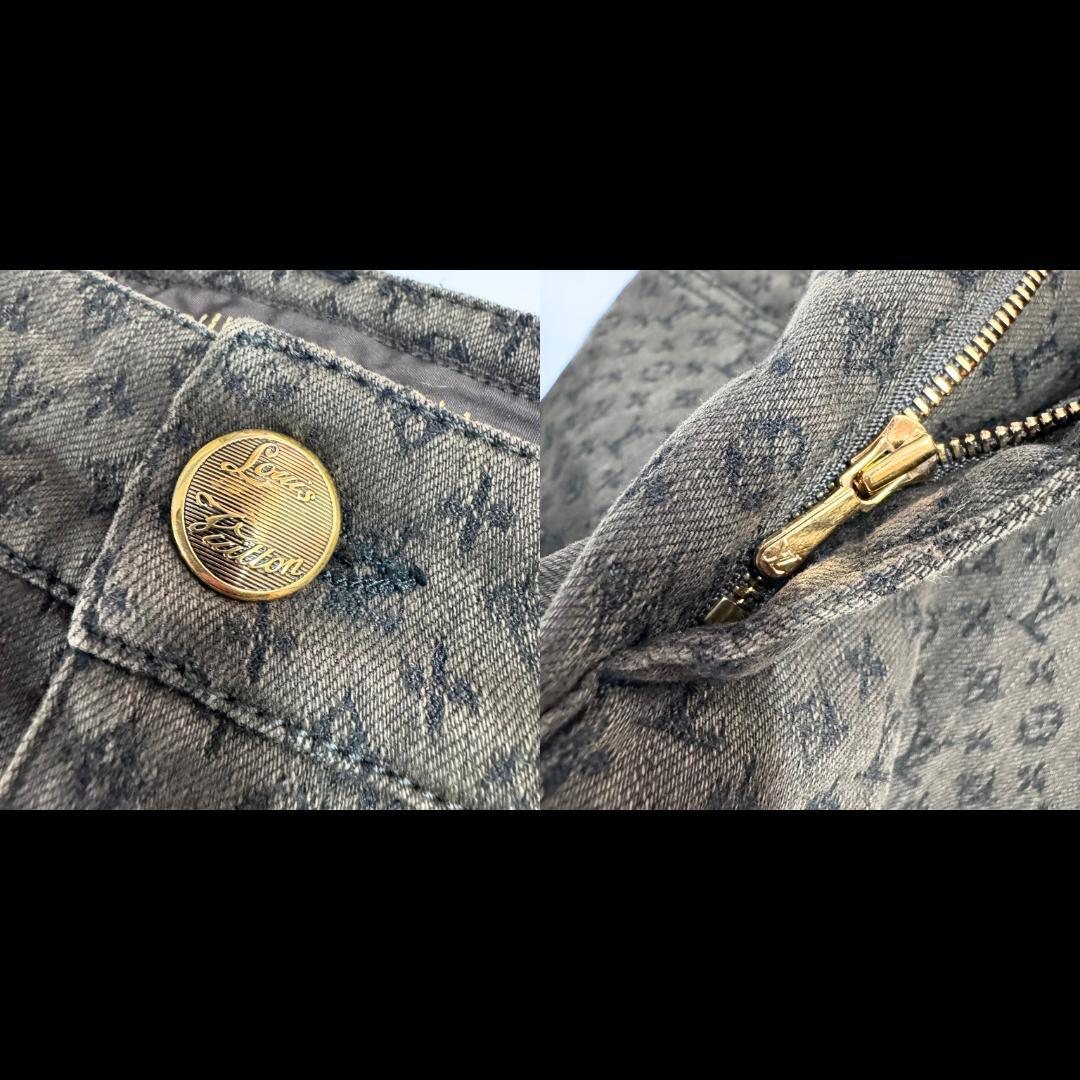 ルイヴィトン デニムパンツ モノグラム コットン レディース 34 カーキ