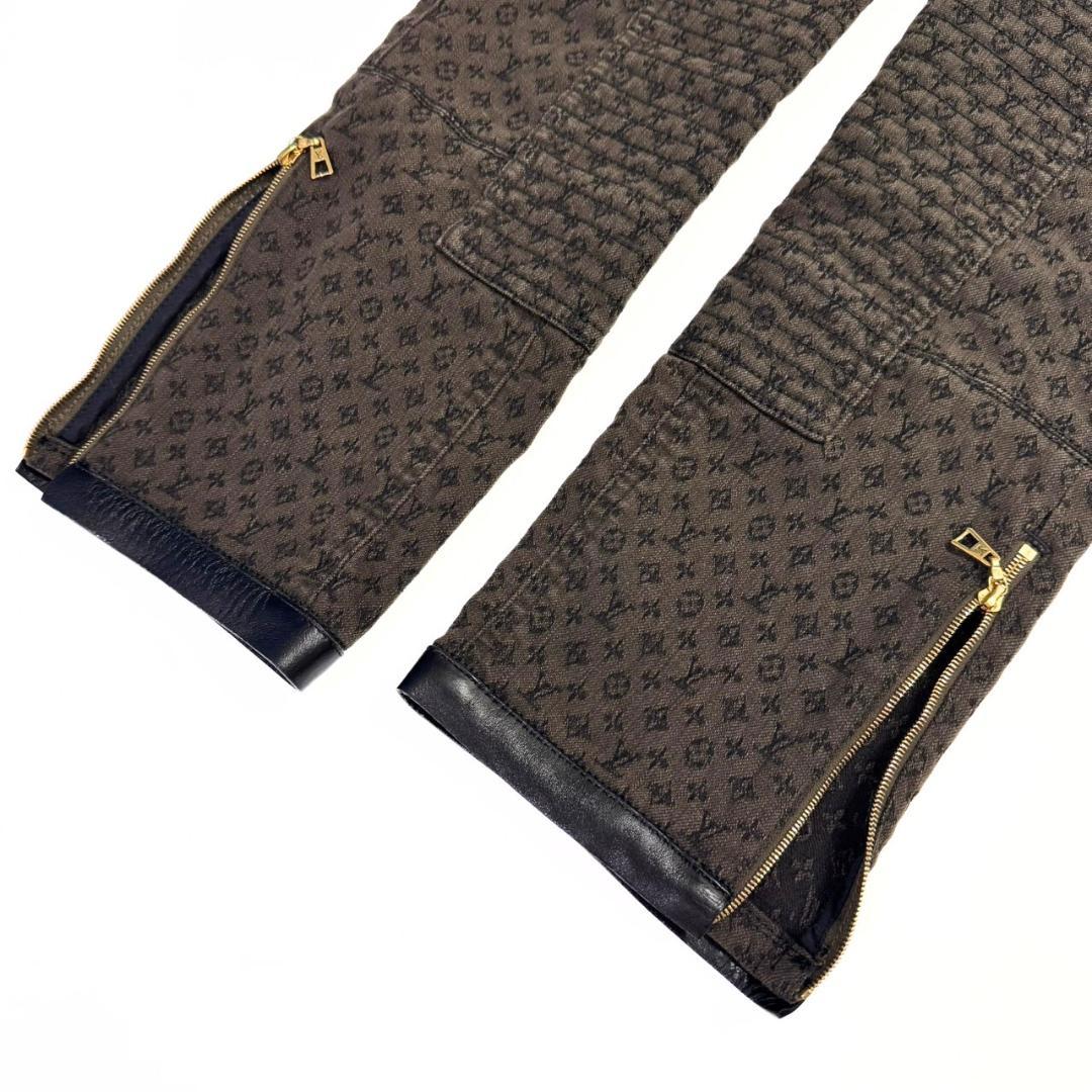 ルイヴィトン デニムパンツ モノグラム コットン レディース 34 カーキ