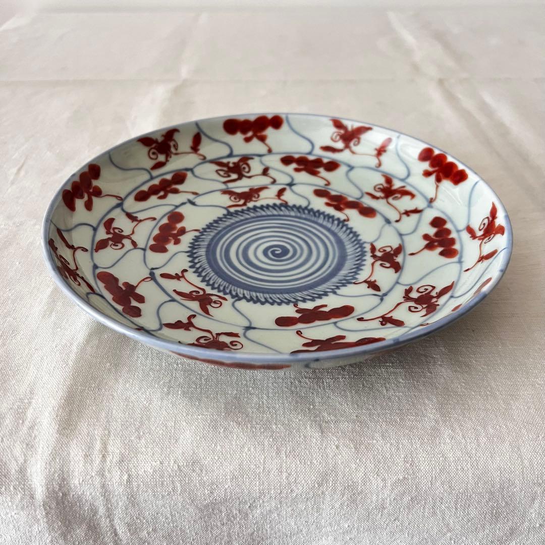 土山敬司さん　赤絵安南手七寸皿　未使用美品