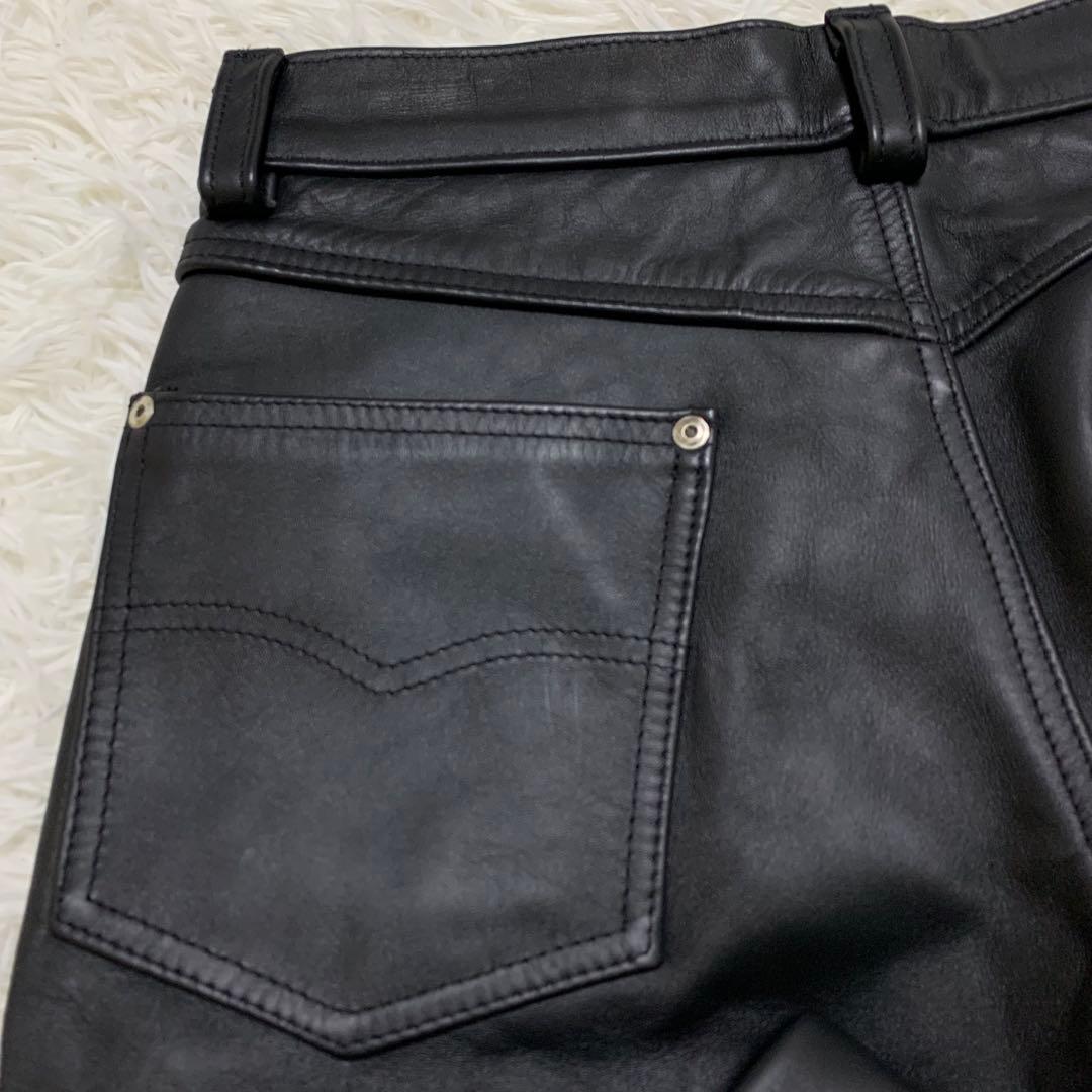 美品✨ショット レザーパンツ W32 カウレザー 600 USA 大きいサイズ
