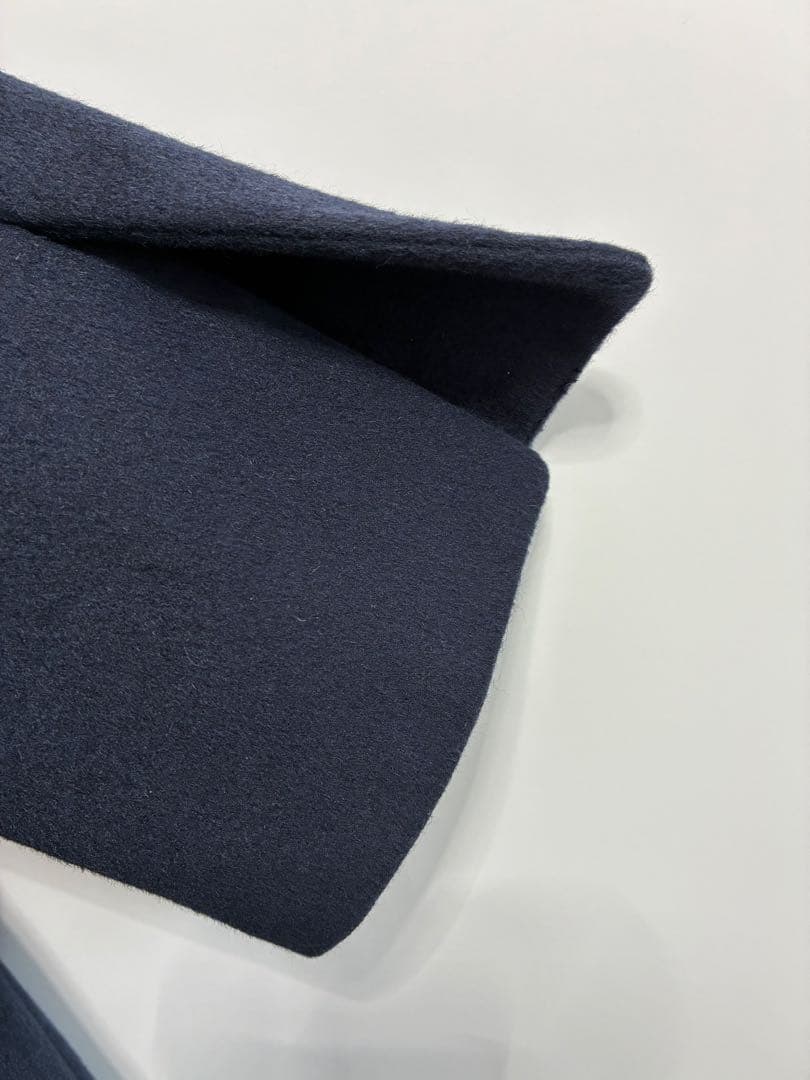 美品ICBアイシービー カシミア100%ガウンコート着丈116cmネイビー