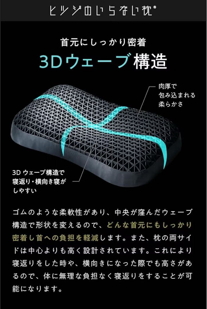 新品未開封ヒツジのいらない枕 プレミアム 黒 カバー付