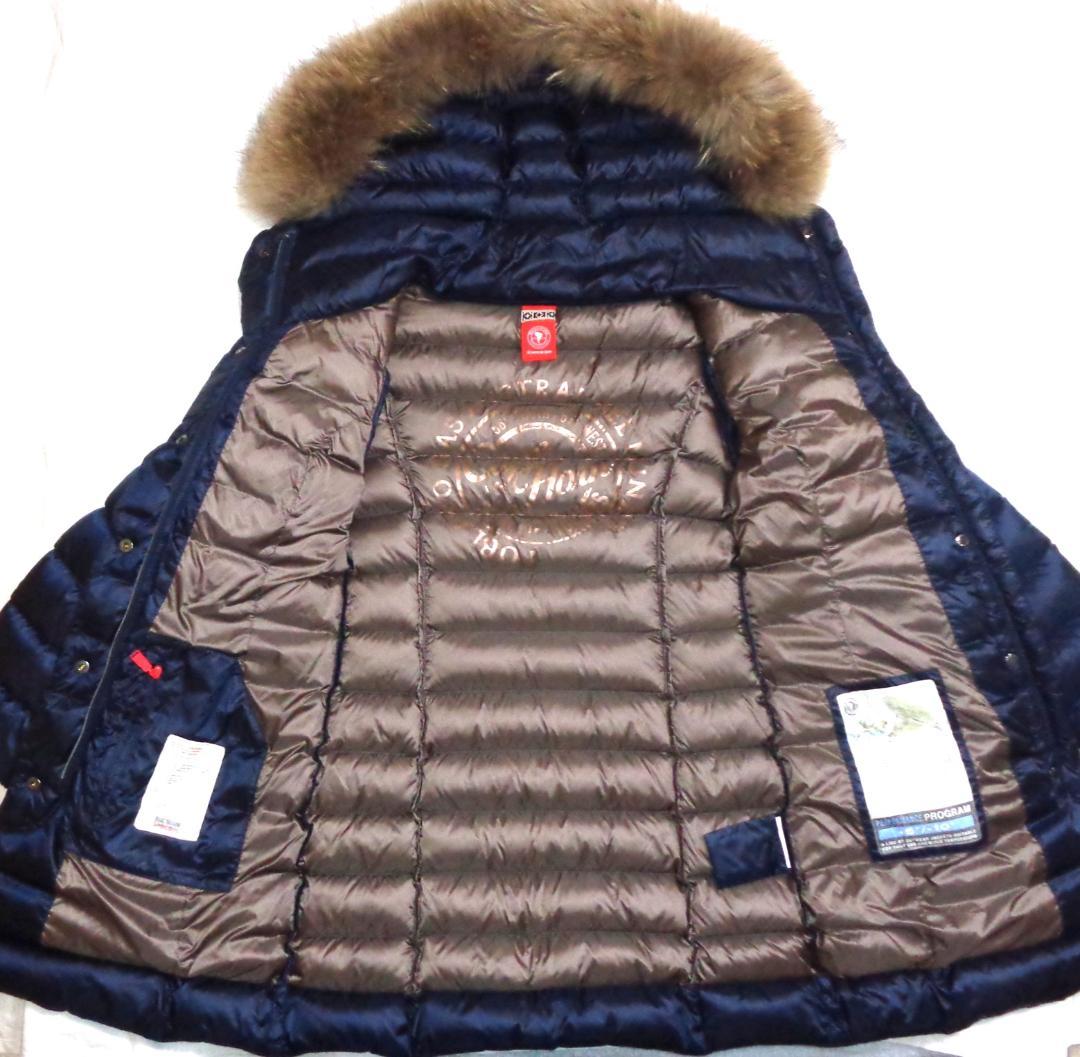 美品 CAPEHORN ケープホーン ロングダウンコート ラクーンファー 42紺