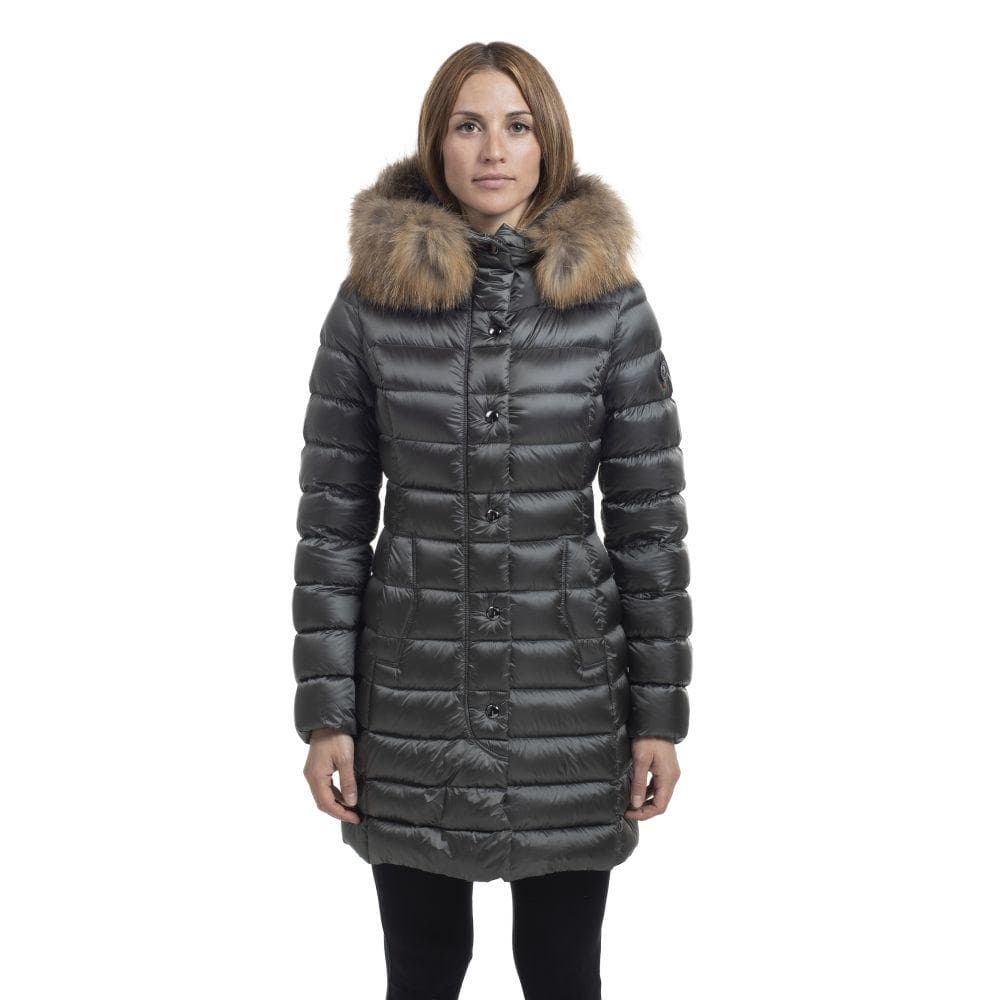 美品 CAPEHORN ケープホーン ロングダウンコート ラクーンファー 42紺