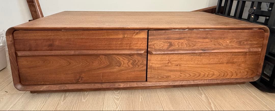 北米産ブラックウォールナット 無垢材 センターテーブル／収納キャビネット