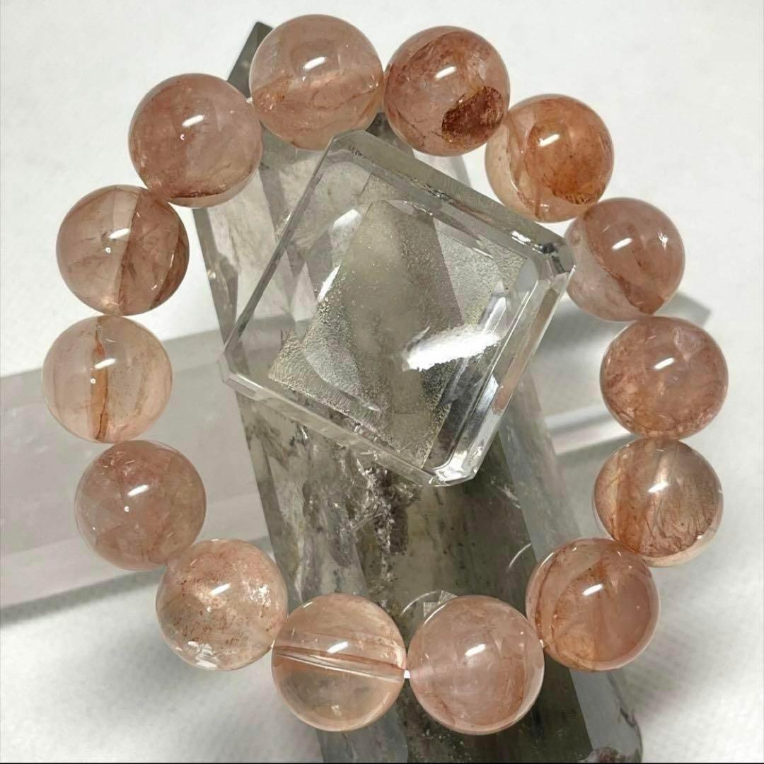 レッドライモナイト　パワーストーンブレスレット　内径約16cm