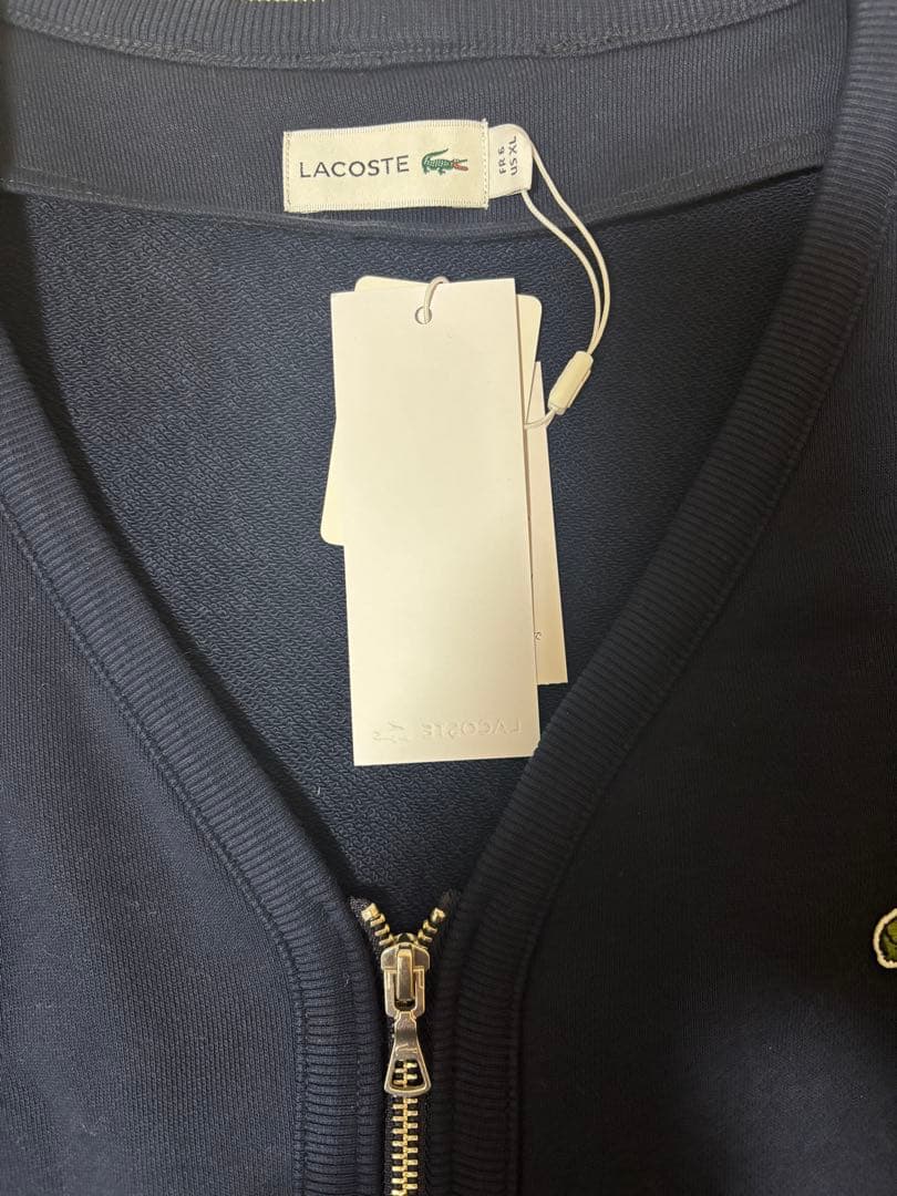 LACOSTE ネイビー プレミアムスウェットカーディガン