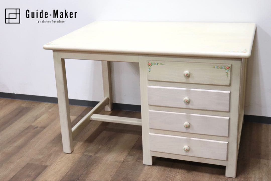GMGN284A○スペイン製 シャビーシック 片袖デスク 学習机 勉強机 店舗什