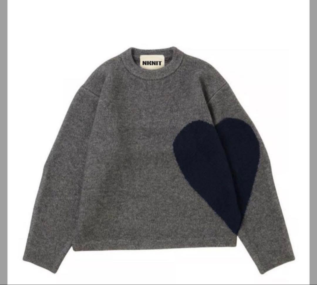 nknit ハートパターンニット　グレー　♡pattern KNIT