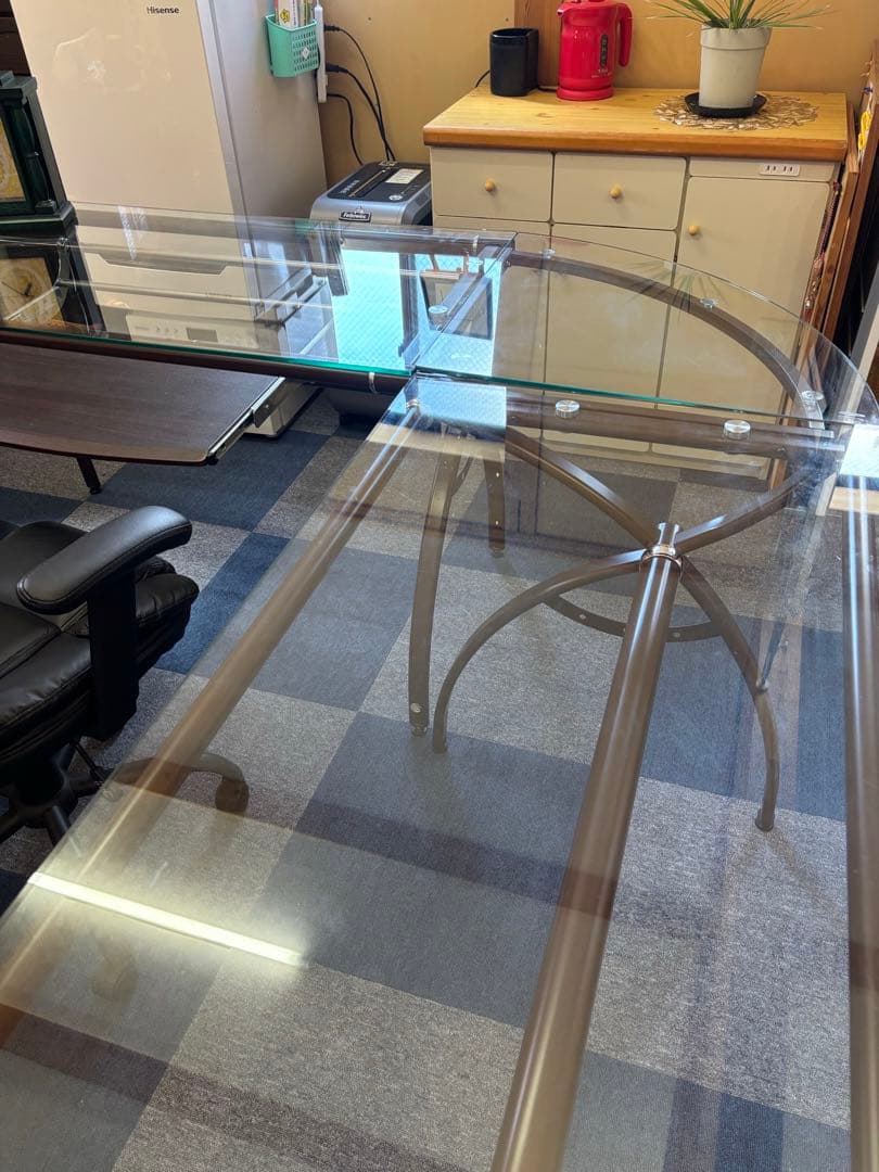 ガラストップ　ワークデスク