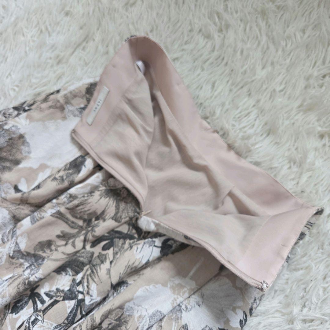 ANAYI リネンポリフラワー フレアスカート ジャガード　ロング　アナイ