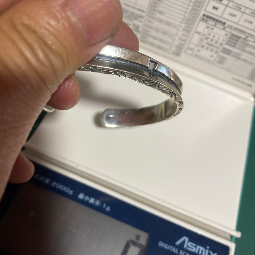 すごく素早い925クロス ＋字架トライ バル 草模様 バングル SV925